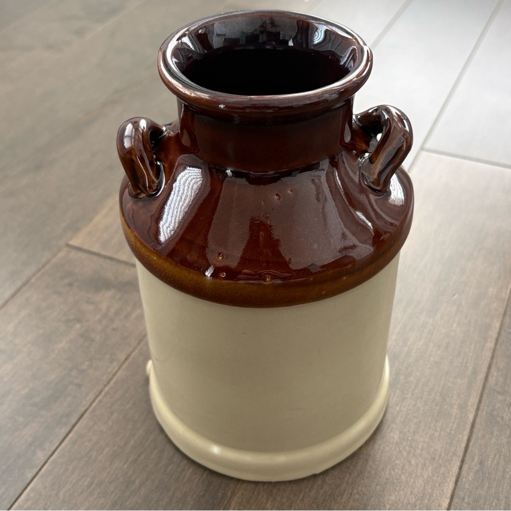 Vintage Stoneware Milk Jug, Antique Farmhouse Decor, Ceramic Accent Home Kitchen
